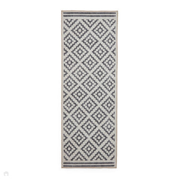 Washable Coral H1058 Modern Distressed Geometric Diamond Textured Recycled Lightweight Printed Polyester Flatweave Grey Runner-Think Rugs-Rug Love - The Most Loved Rug Store